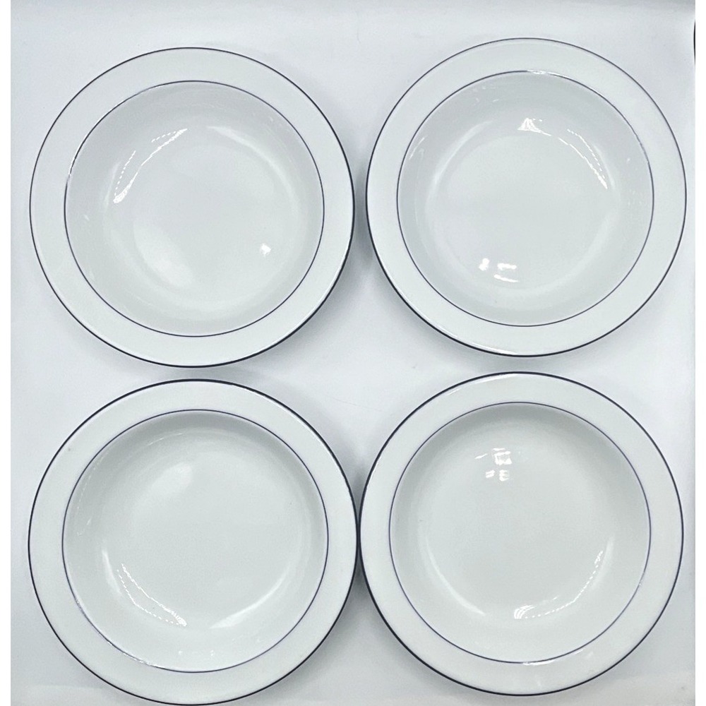 4 Seltmann Weiden Bavaria Rainbow‎ Blue Rimmed Soup Bowls